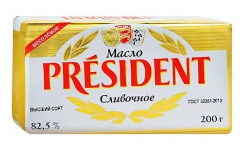 President sariyog'i, 82% nordon sutli tuzlanmagan 200 g