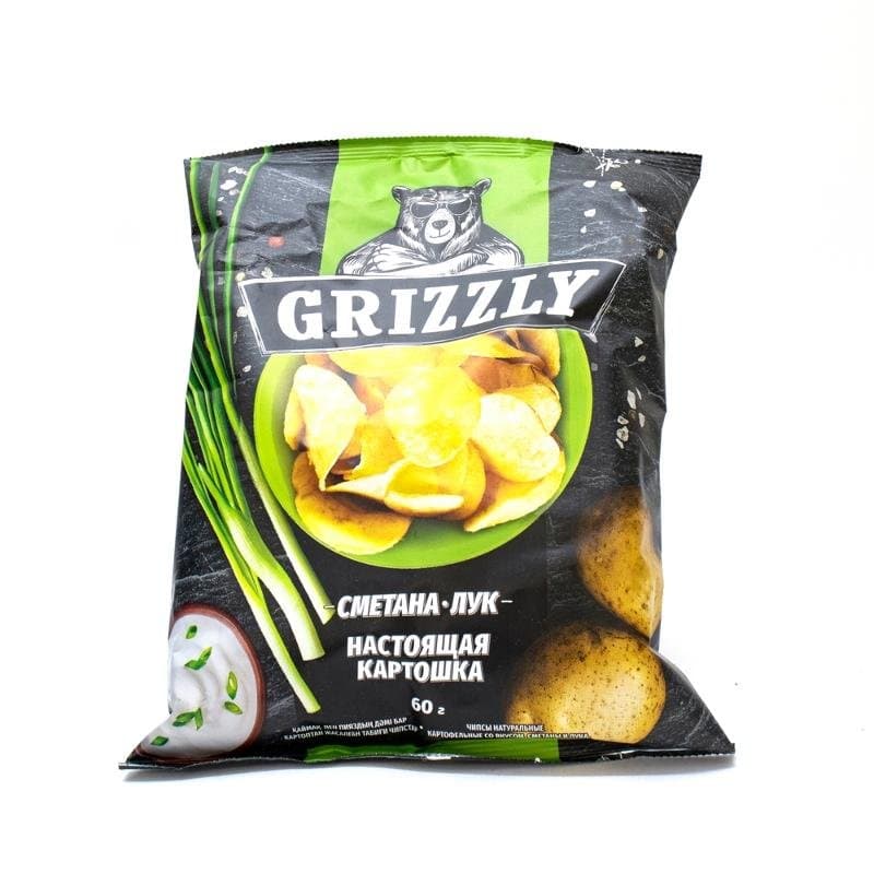 Grizzly chipsi, smetana va piyoz 60 g
