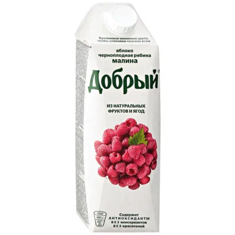 Dobriy nektari, malina va ryabina, olmadan, Tetra Pak 1 l